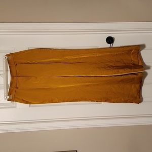 NINE West Wide Leg Golden Yellow High Waisted Satin Pants, Size 6
